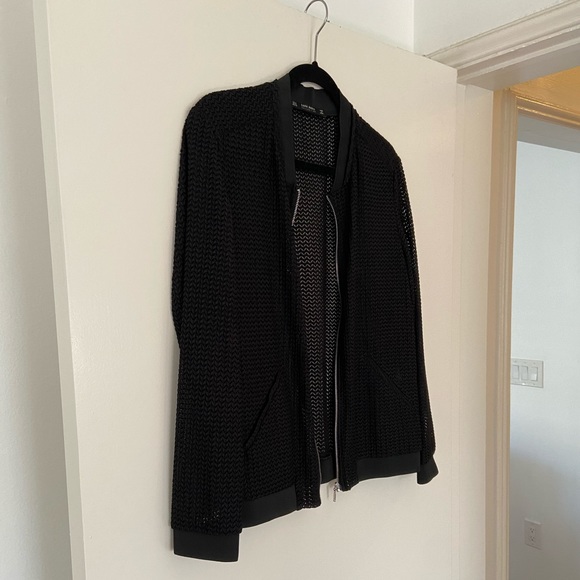 Zara Black Mesh Bomber Jacket - Picture 4 of 9